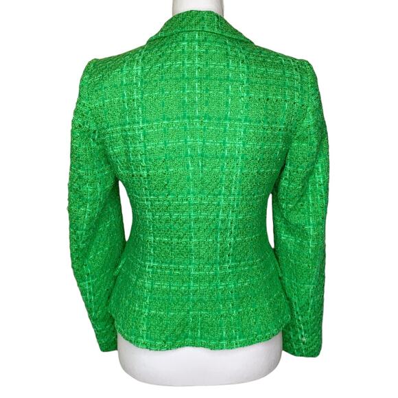 Zara Kate Middleton Textured Tweed Boucle Apple Green Gold Button Cropped Blazer - Picture 10 of 14